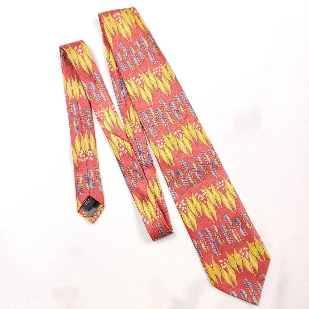Daniel De Fasson‎ Designer Tie - Abstract Geometric Print Bold Colors Silk Men
